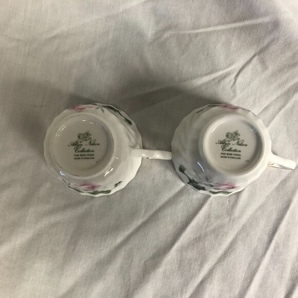 Allyn Nelson Fine Bone China England Cup & Saucer Sets Pink Roses & Ivy - Picture 14 of 14